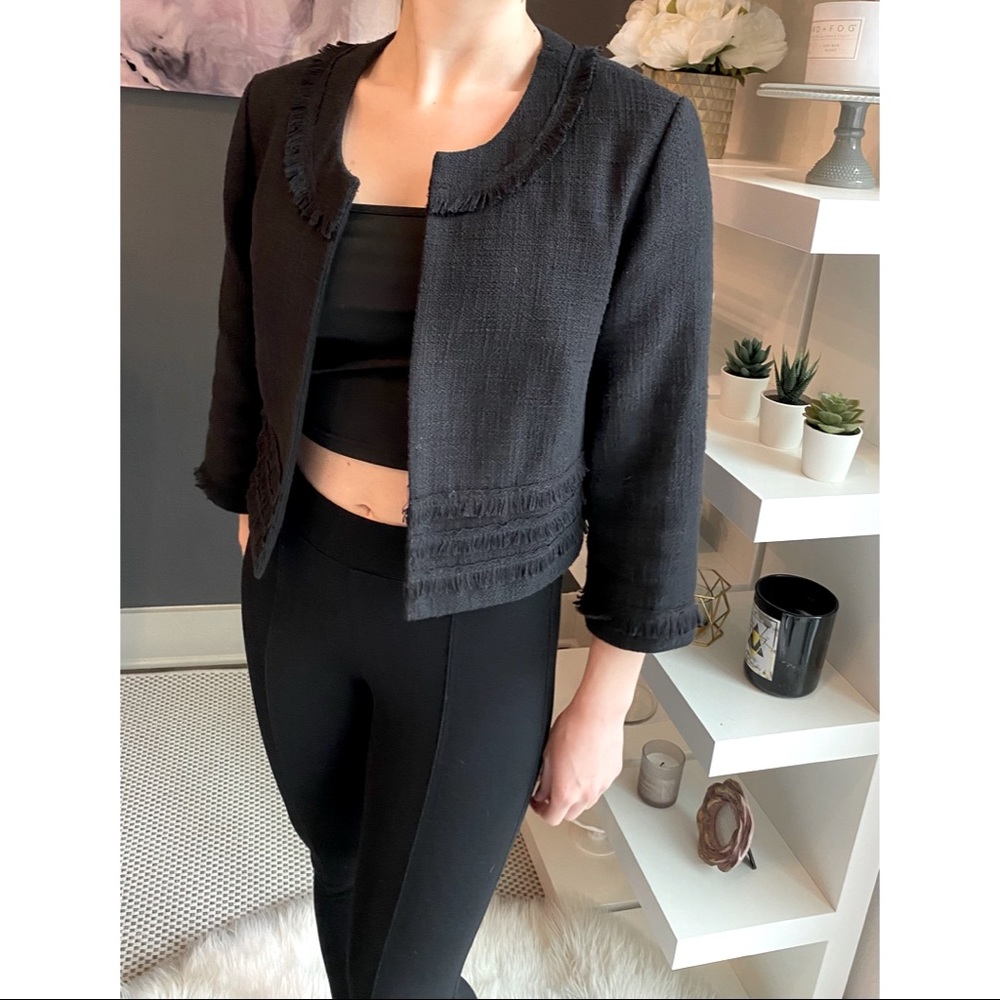 Karl Lagerfeld Frayed Cropped Jacket